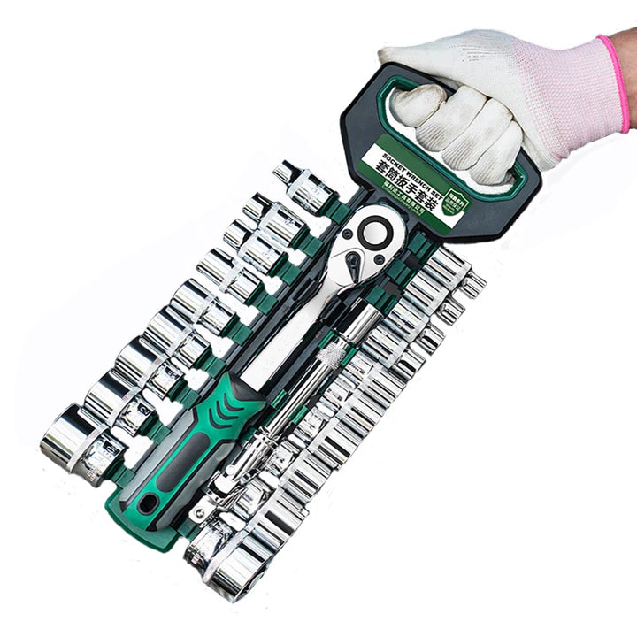 SmartGearPros Chrome Vanadium Socket Wrench Set – Heavy-Duty Ratchet Combo Kit for Auto & Shop