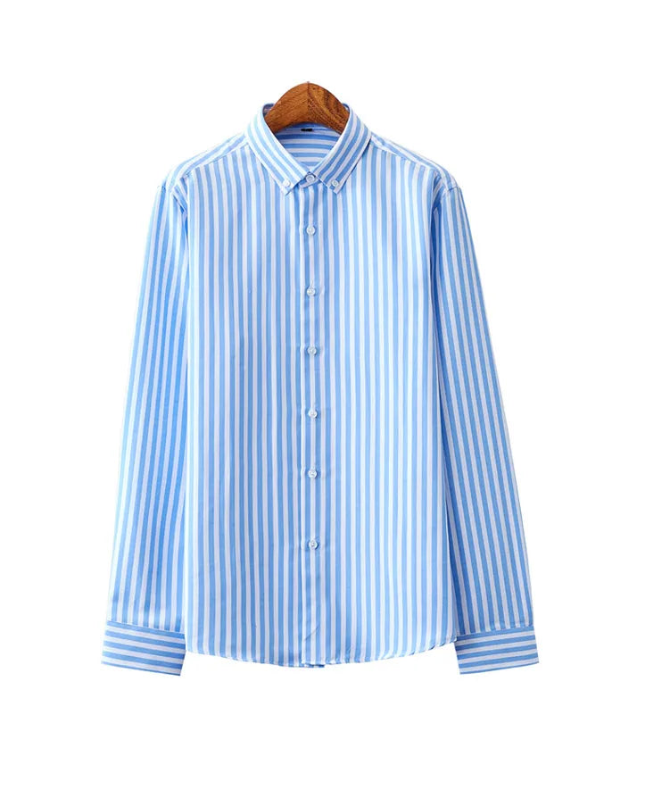 Men's striped dress shirt image angle 18