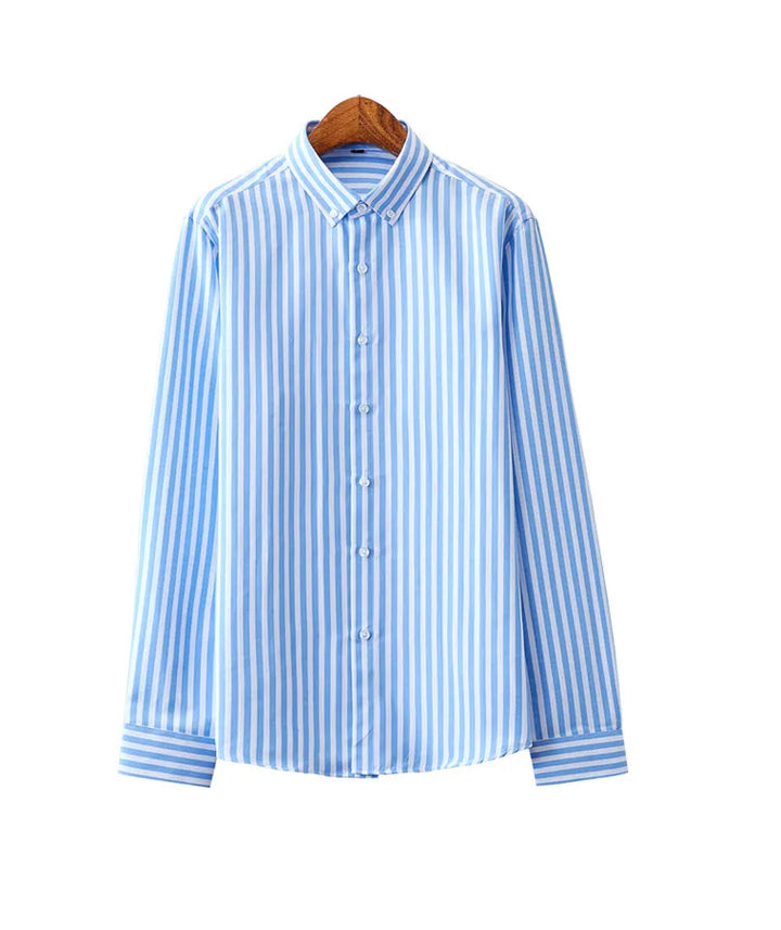 Men's striped dress shirt image angle 18