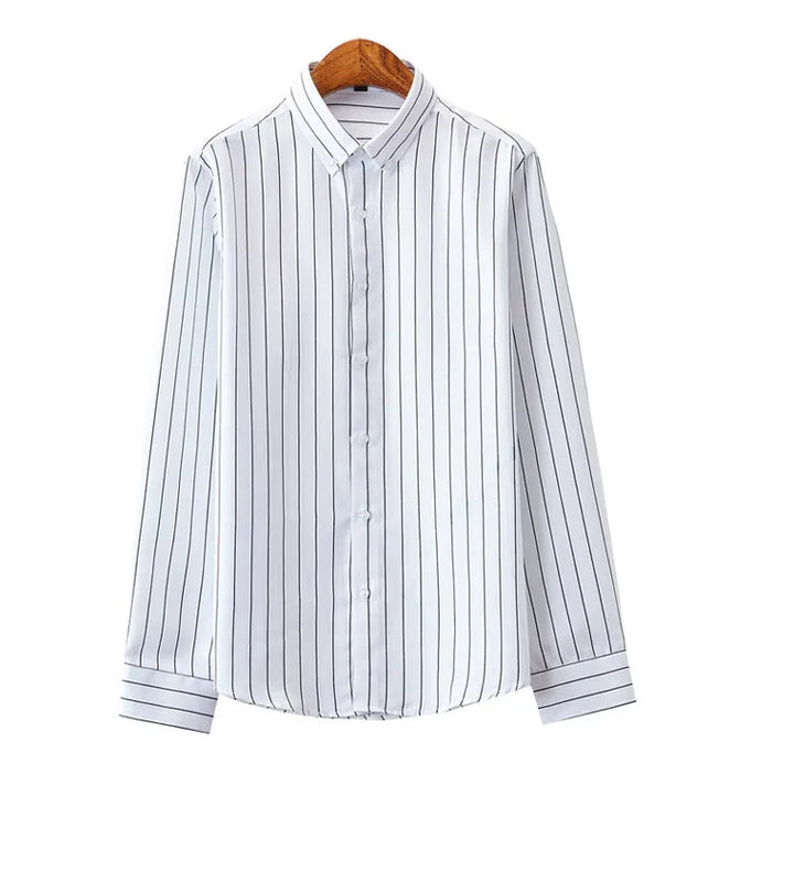 Men's striped dress shirt image angle 19
