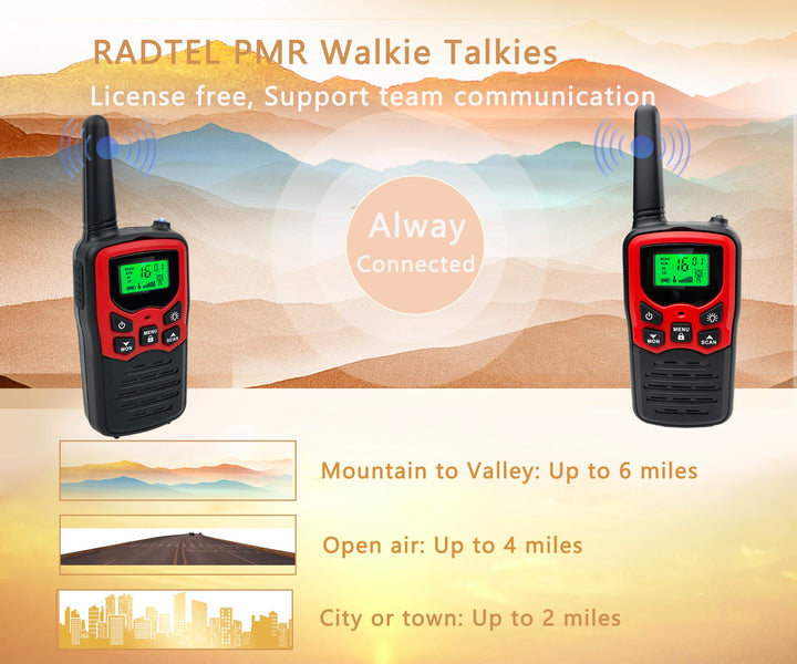 SmartGearPros Walkie Talkie for Adults & Kids - PMR446 Long Range Two Way Radio with VOX 8CH Flashlight