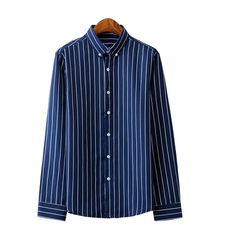 Men's striped dress shirt image angle 17