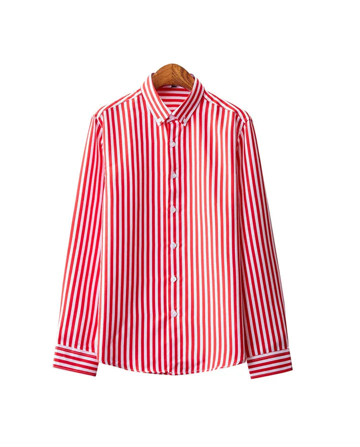 Men's striped dress shirt image angle 16