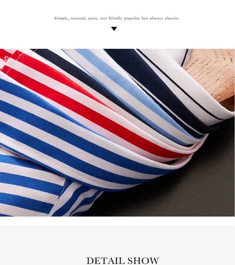 Men's striped dress shirt image angle 20