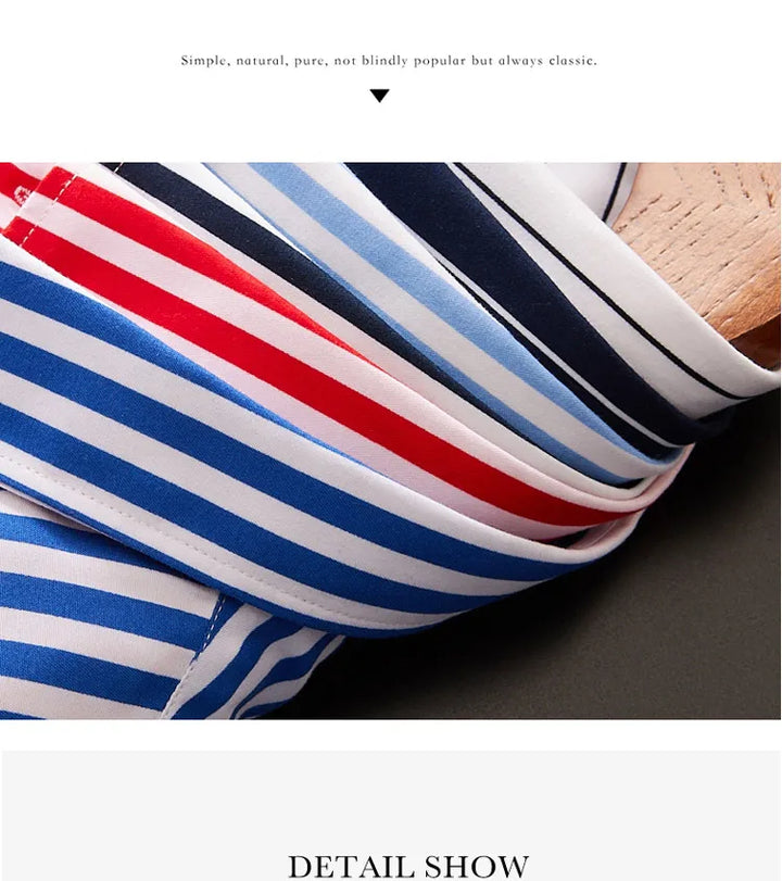 Men's striped dress shirt image angle 20