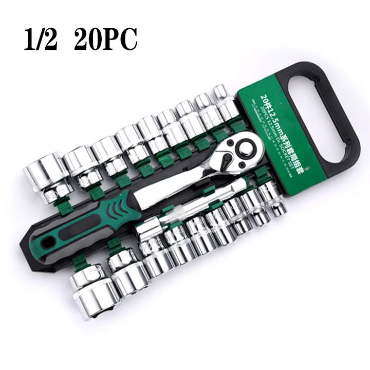 SmartGearPros Chrome Vanadium Socket Wrench Set – Heavy-Duty Ratchet Combo Kit for Auto & Shop