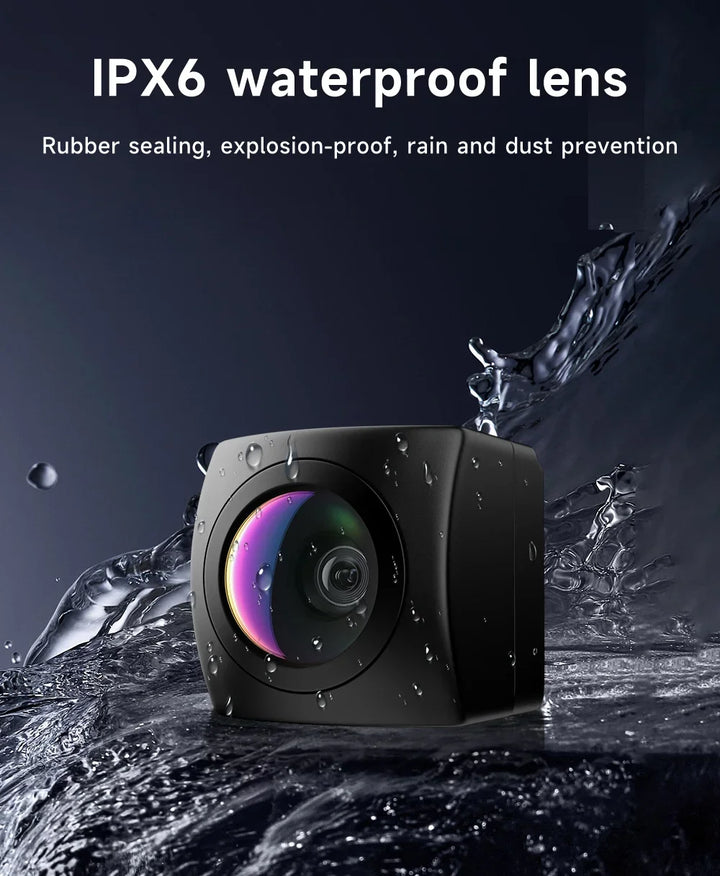 High-resolution IPX6 waterproof backup camera for enhanced rearview visibility.
