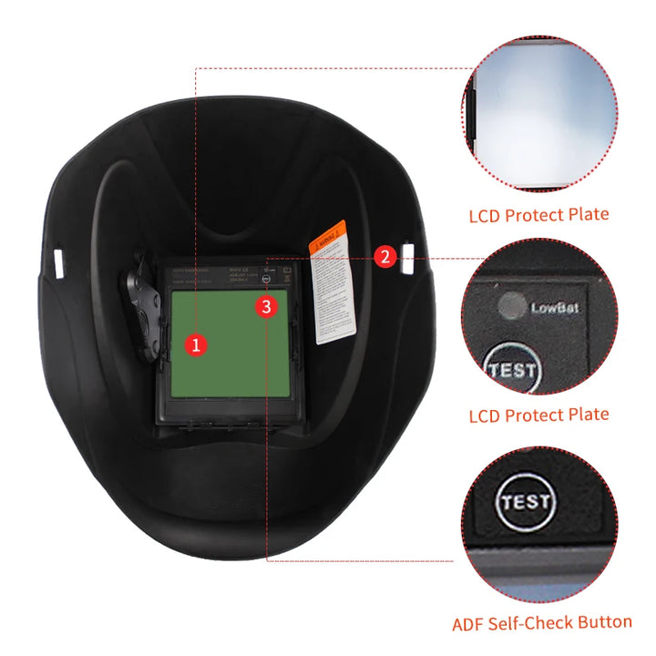 Inside the Welding Helmet – LCD Protect Plate and ADF Self Check Button