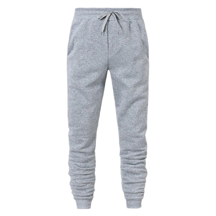 A pair of light gray full-length sweatpants for men, perfect for running, training, and lounging.