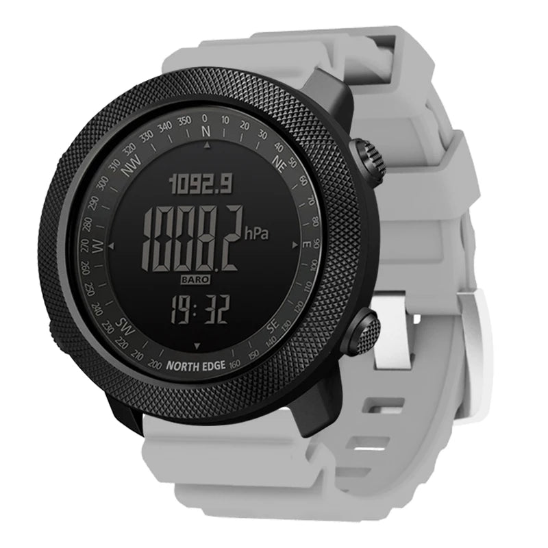 NORTH EDGE Apache outdoor sports watch with a sleek grey band for a stylish yet functional look.