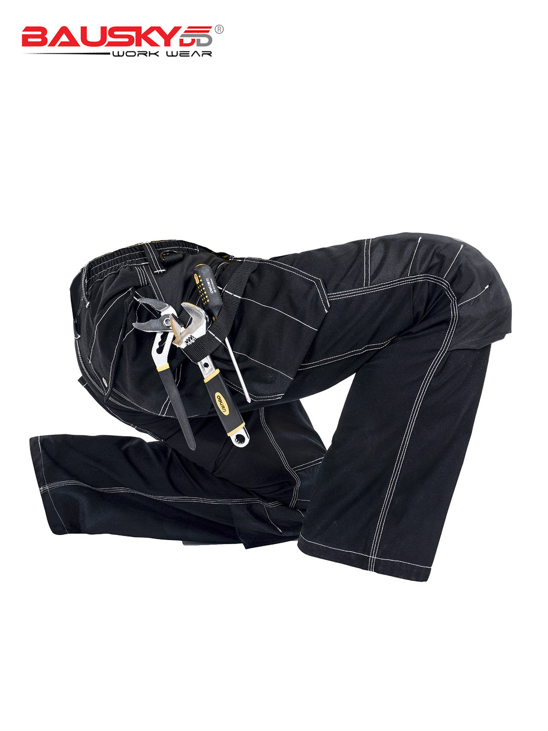 Swedish Baoshiji B129 Kneecap Protection Parka Wear Resistant Wear Resistant Labor Protection Solid Maintenance Ship Work Clothes Work Pants product image showing features or usage