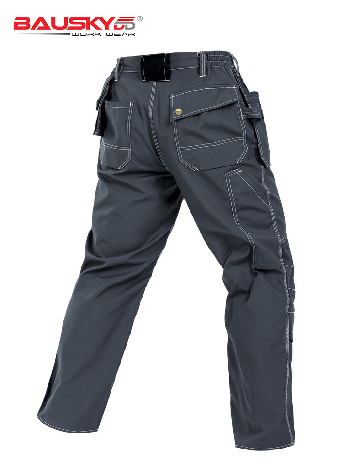 Swedish Baoshiji B129 Kneecap Protection Parka Wear Resistant Wear Resistant Labor Protection Solid Maintenance Ship Work Clothes Work Pants product image showing features or usage