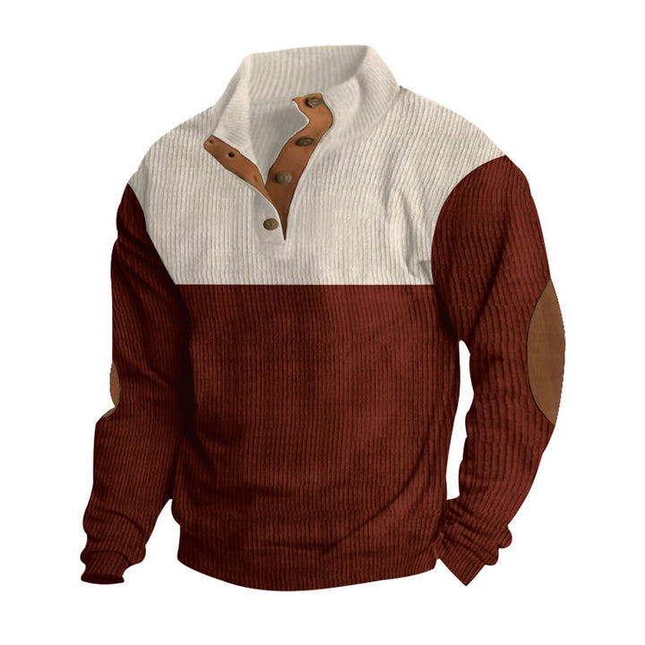 SmartGearPros Color block Corduroy Pullover – Retro Patchwork Pullover for Bold Everyday Style