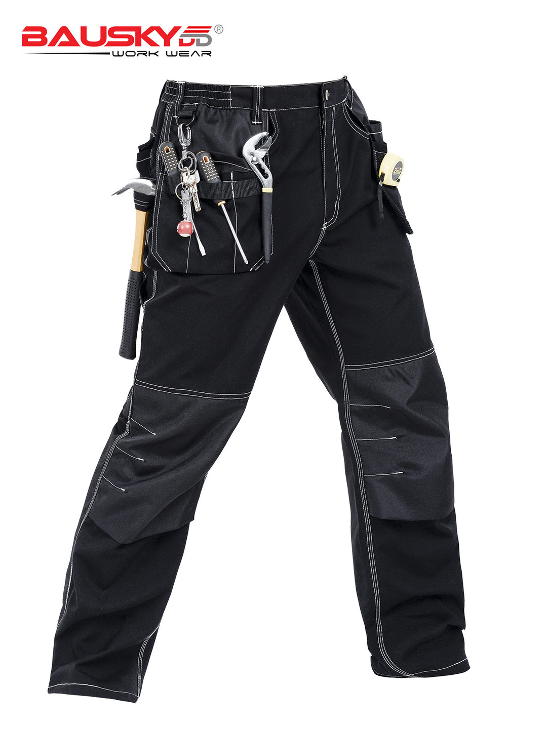 Swedish Baoshiji B129 Kneecap Protection Parka Wear Resistant Wear Resistant Labor Protection Solid Maintenance Ship Work Clothes Work Pants product image showing features or usage