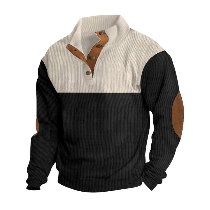 SmartGearPros Color block Corduroy Pullover – Retro Patchwork Pullover for Bold Everyday Style