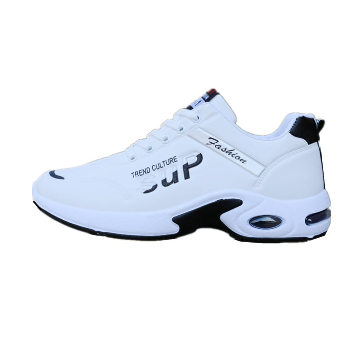 Stylish men's athletic shoes worn during outdoor walk