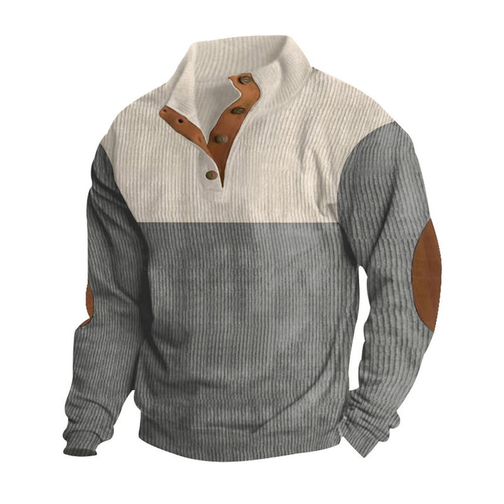 SmartGearPros Color block Corduroy Pullover – Retro Patchwork Pullover for Bold Everyday Style
