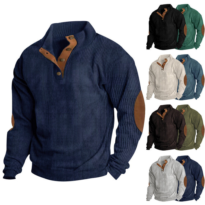 SmartGearPros Color block Corduroy Pullover – Retro Patchwork Pullover for Bold Everyday Style