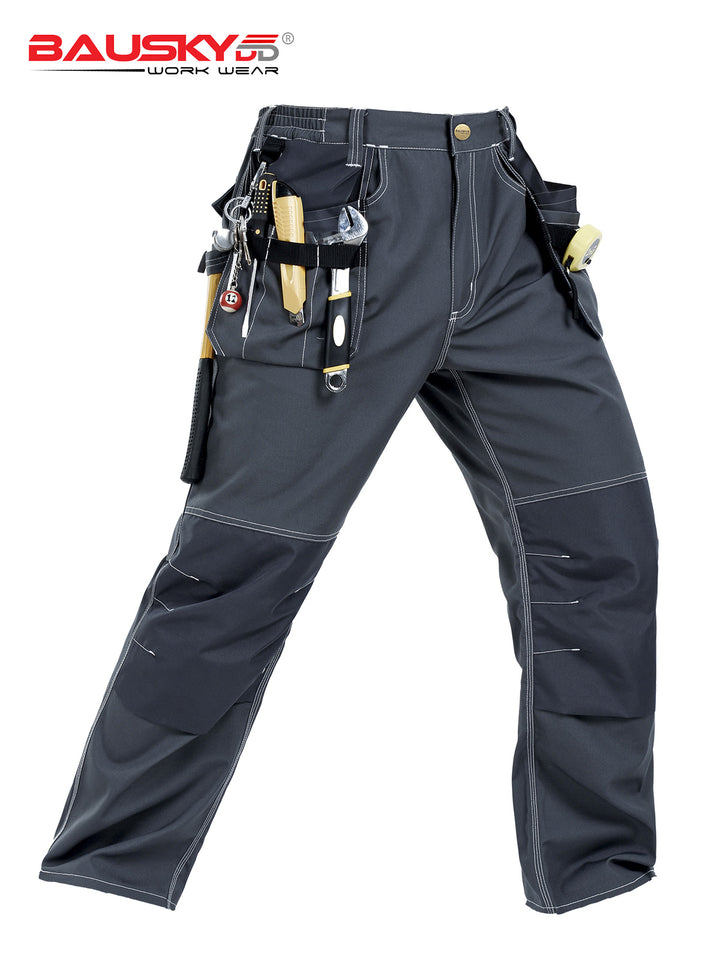 Swedish Baoshiji B129 Kneecap Protection Parka Wear Resistant Wear Resistant Labor Protection Solid Maintenance Ship Work Clothes Work Pants product image showing features or usage