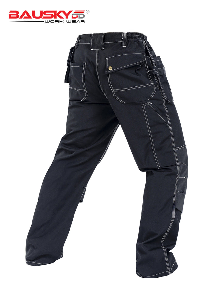Swedish Baoshiji B129 Kneecap Protection Parka Wear Resistant Wear Resistant Labor Protection Solid Maintenance Ship Work Clothes Work Pants product image showing features or usage