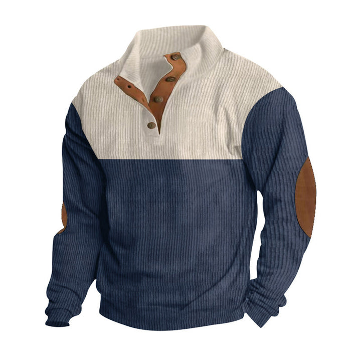 SmartGearPros Color block Corduroy Pullover – Retro Patchwork Pullover for Bold Everyday Style