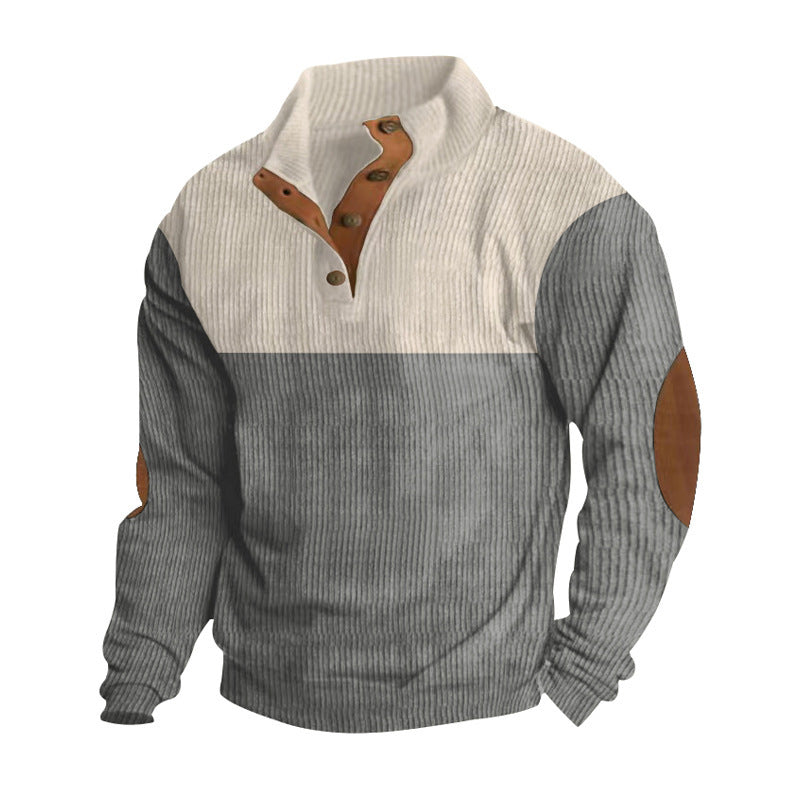 SmartGearPros Color block Corduroy Pullover – Retro Patchwork Pullover for Bold Everyday Style
