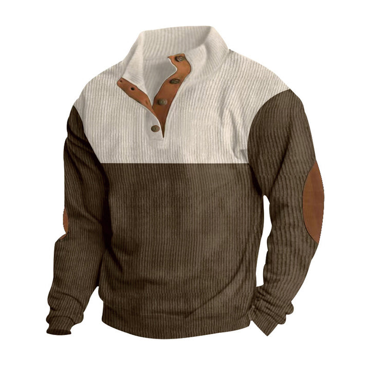 SmartGearPros Color block Corduroy Pullover – Retro Patchwork Pullover for Bold Everyday Style