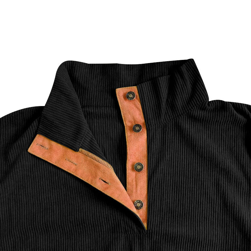 SmartGearPros Color block Corduroy Pullover – Retro Patchwork Pullover for Bold Everyday Style