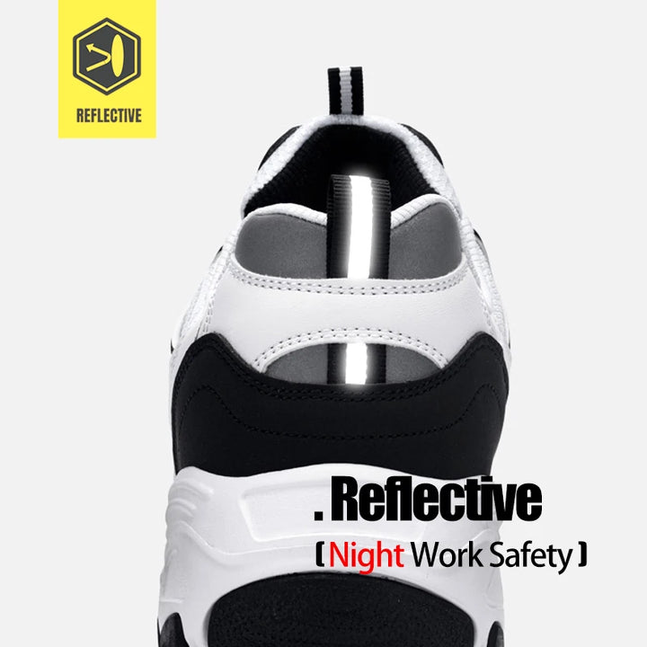 Back view of the LARNMERN work shoe showcasing reflective strip design.