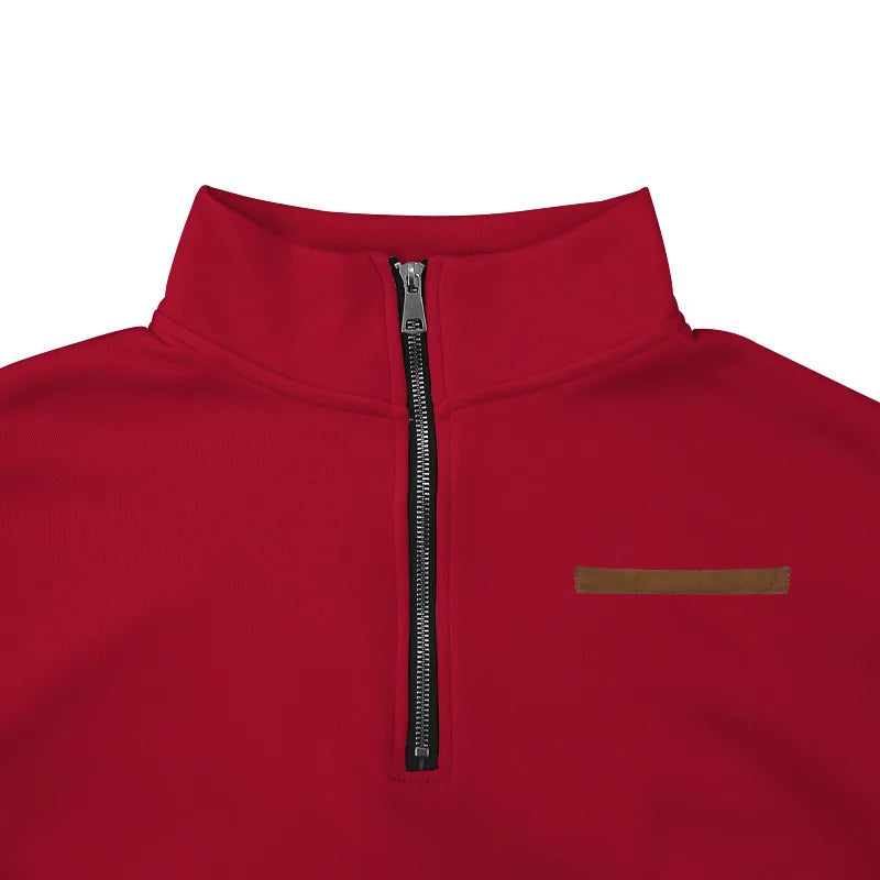 Men's Heavy Fleece Sweater - Half-Zip Stand Collar Pullover