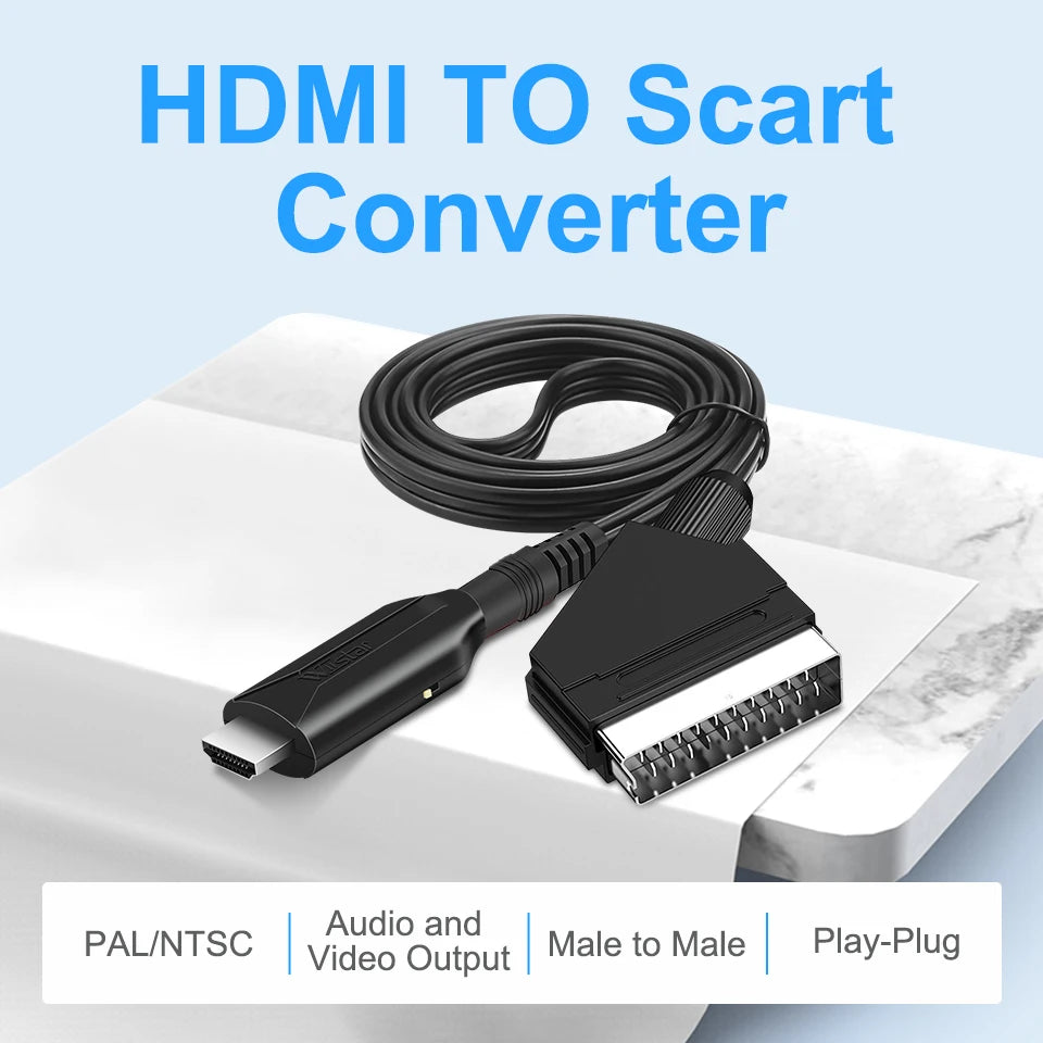 SmartGearPros HDMI to SCART Converter – AV Adapter for Retro TVs, DVD Players & Legacy Displays