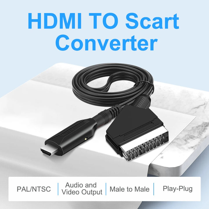 SmartGearPros HDMI to SCART Converter – AV Adapter for Retro TVs, DVD Players & Legacy Displays