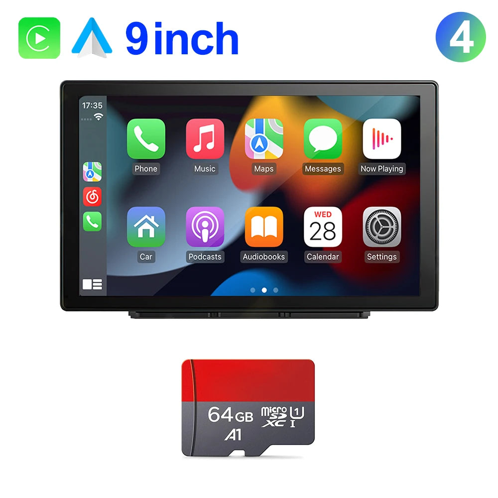 9Inch Universal Portable Carplay Android Auto For Car Screen Wireless Carplay Screen Wireless Car Stereo Radio 1 2 Din Mp5 Audio 1 product image showing features or usage
