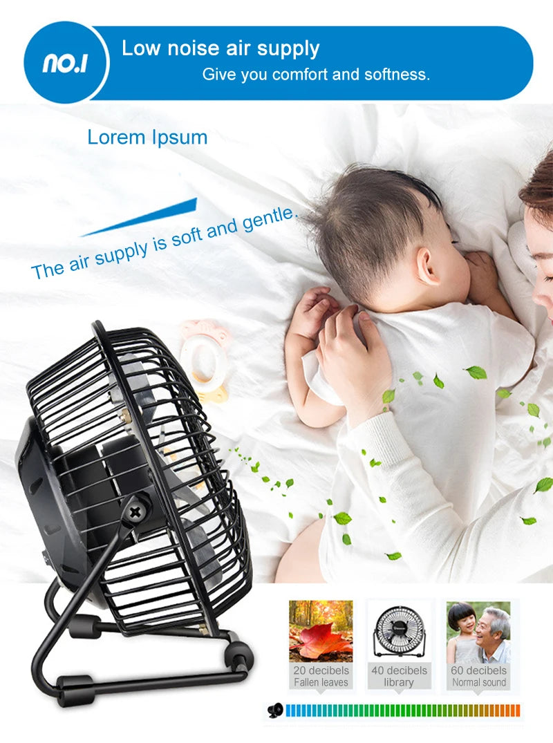 SmartGearPros Mini USB Desk Fan – 4in/6in Portable Metal Cooling Fan for Office, Home & Dorm Use