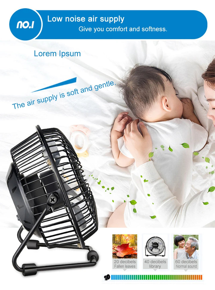 SmartGearPros Mini USB Desk Fan – 4in/6in Portable Metal Cooling Fan for Office, Home & Dorm Use