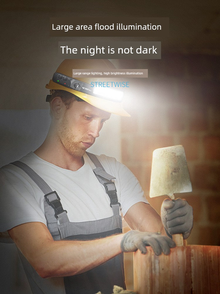 SmartGearPros Ultra-Light Sensor Headlamp – Strong LED Work Helmet Light for Outdoor & Night Work