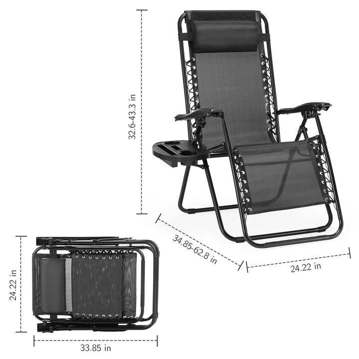 JHK Zero Gravity Recliner Set – 2-Pack Portable Outdoor Lounge Chairs