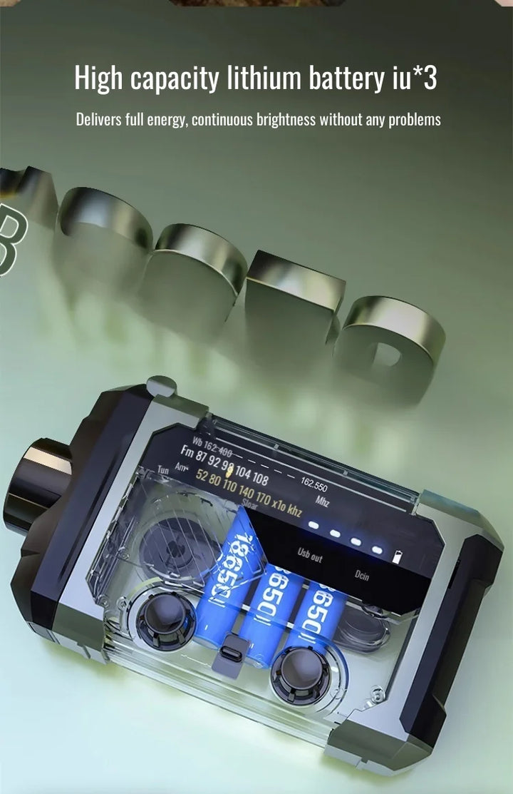 High capacity lithium battery with visible branding on a green background