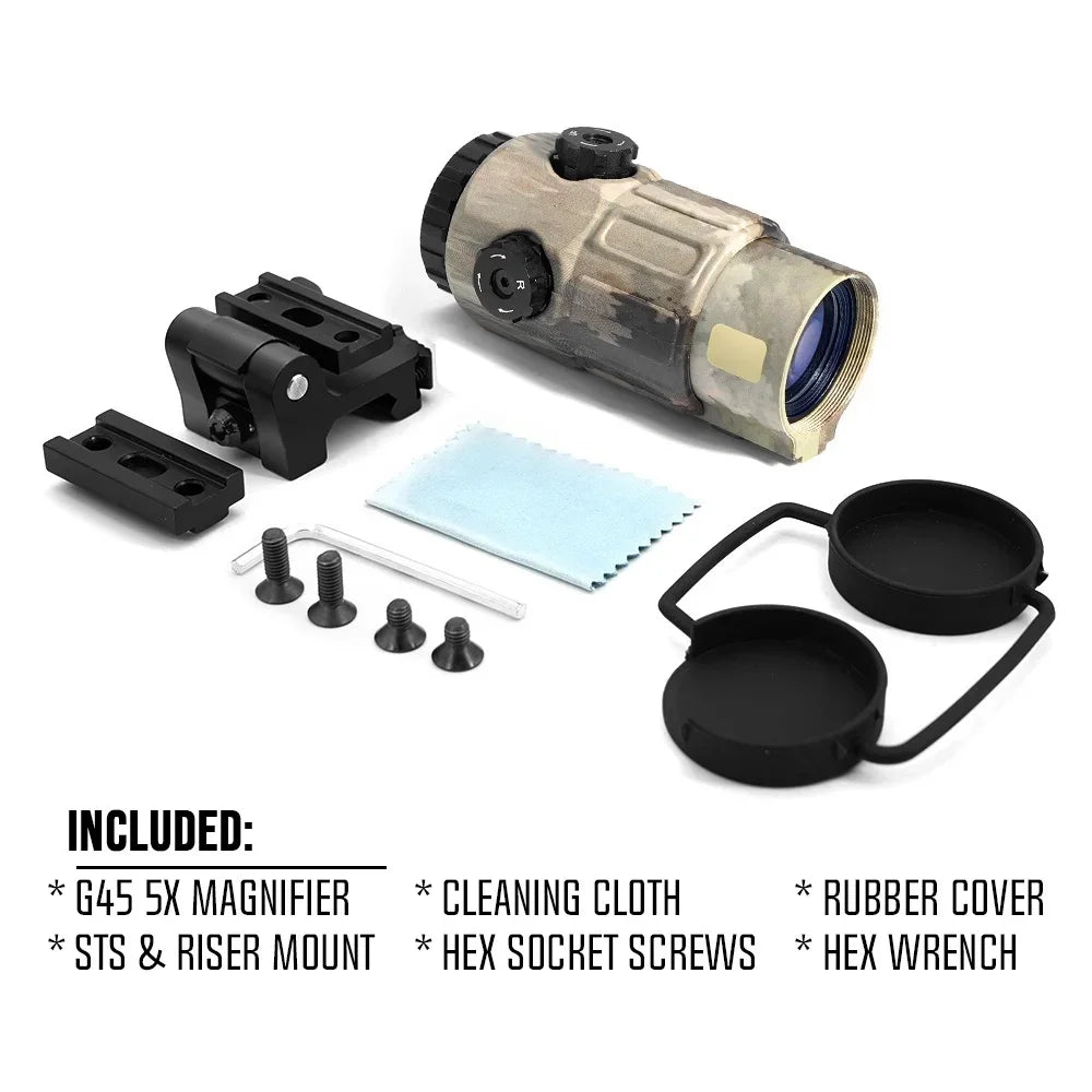 EVOLUTION GEAR G45 Tactical Magnifier – 5x Flip-to-Side Scope