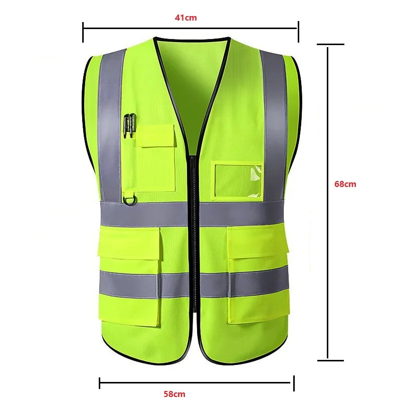 SmartGearPros SmartGearPros Multi-Pocket High-Visibility Safety Vest – Breathable Reflective Workwear for Construction, Traffic Control & Outdoor Safety