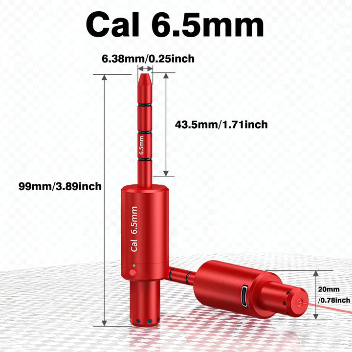 Red tool with measurements on a white background