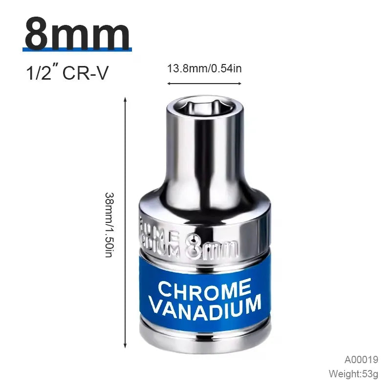 NIUXIANG 1/2" Drive Deep Impact Socket – Metric Chromium-Vanadium Steel