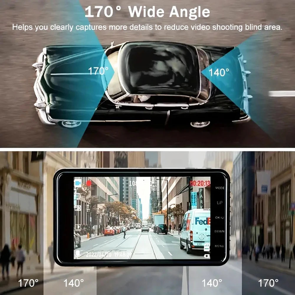 1080P Front & Rear Dash Cam – 4-inch Touchscreen
