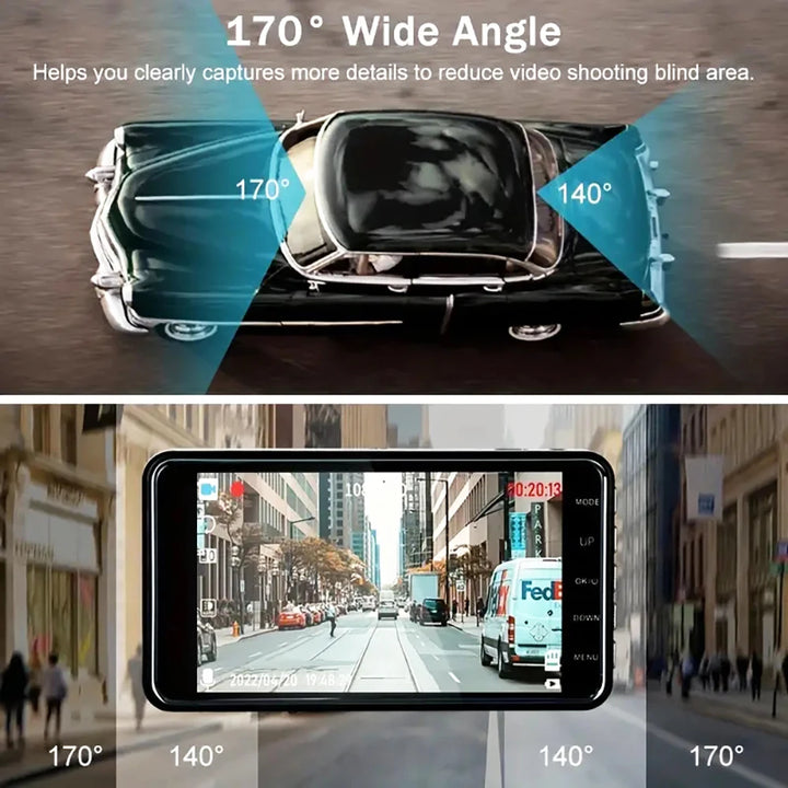 1080P Front & Rear Dash Cam – 4-inch Touchscreen
