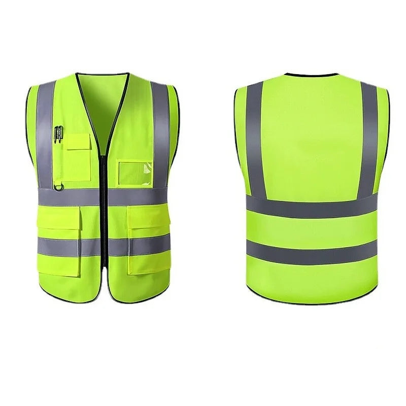 SmartGearPros SmartGearPros Multi-Pocket High-Visibility Safety Vest – Breathable Reflective Workwear for Construction, Traffic Control & Outdoor Safety