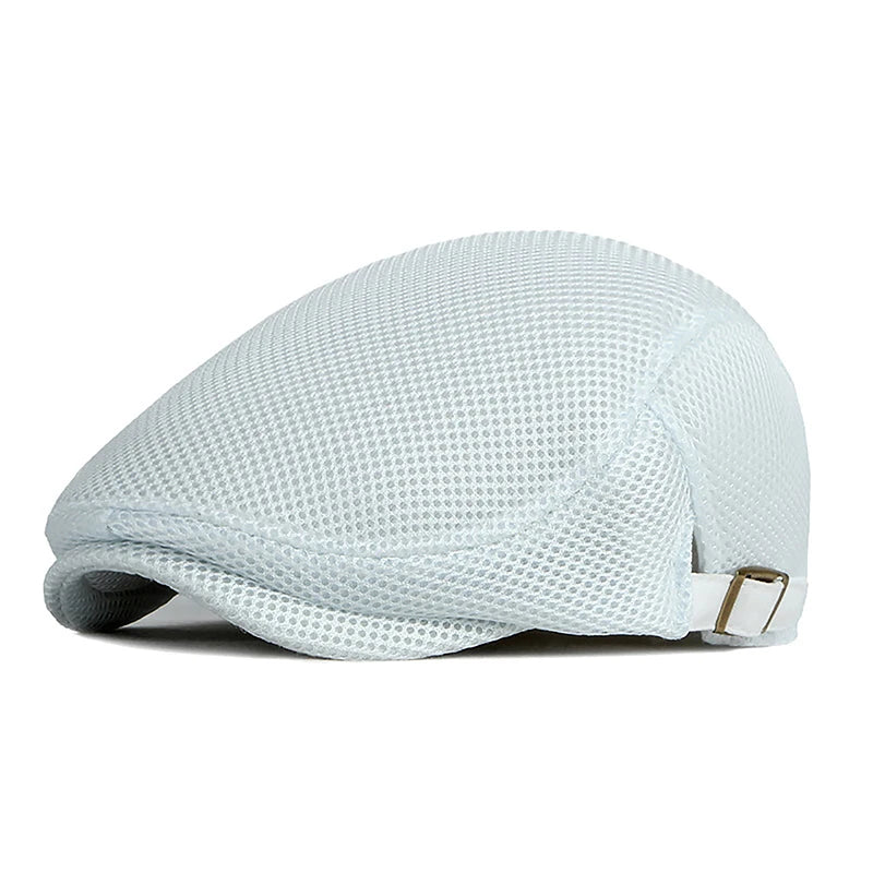 1Pc Mens Casual Hat Berets Caps For Spring Summer Autumn Flat Cap Breathable Mesh Cap Flat Peaked Beret Hats Golf Hat product image showing features or usage
