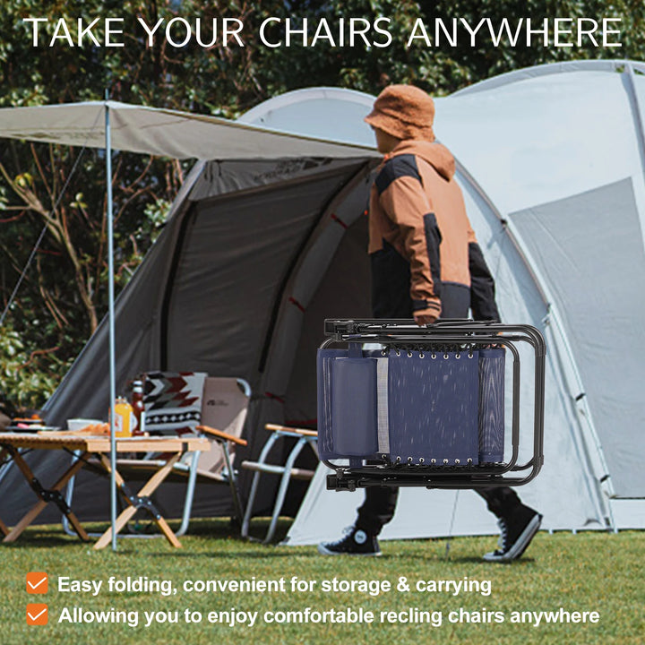JHK Zero Gravity Recliner Set – 2-Pack Portable Outdoor Lounge Chairs