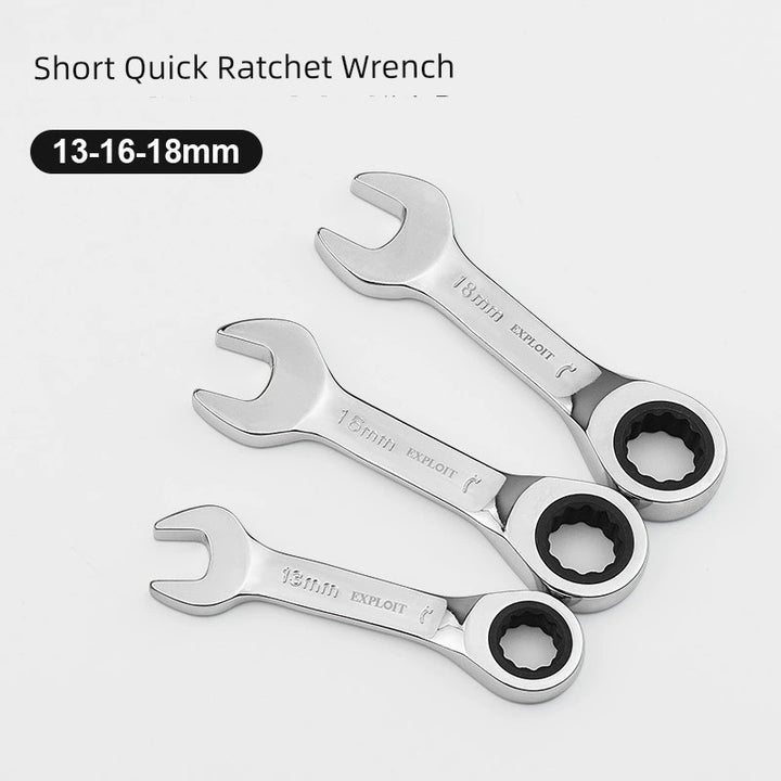 SmartGearPros Short Handle Fast Ratchet Wrench – Dual-Purpose, Labor-Saving, Offset Spanner (10-13mm)