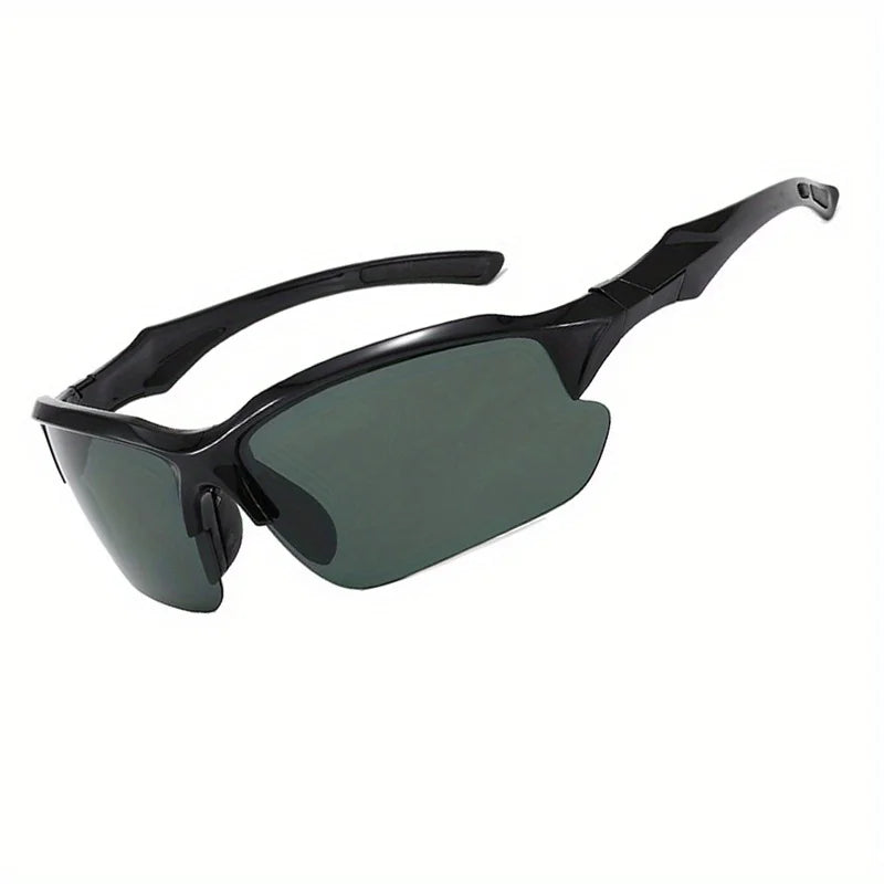 Black sunglasses with dark lenses on a white background