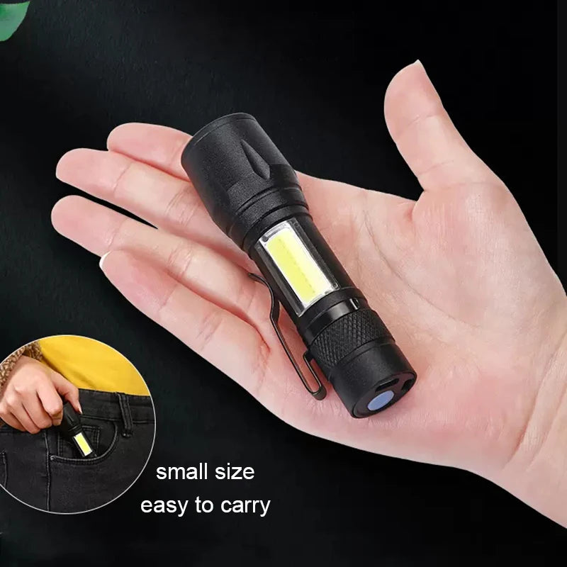 Flashlight beam zoomed for wide-area floodlight coverage